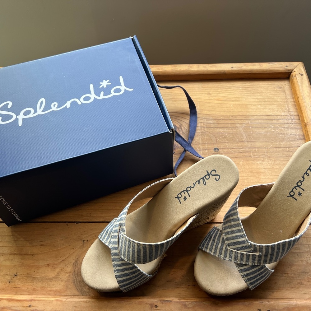 Splendid Blue Wedge Sandals